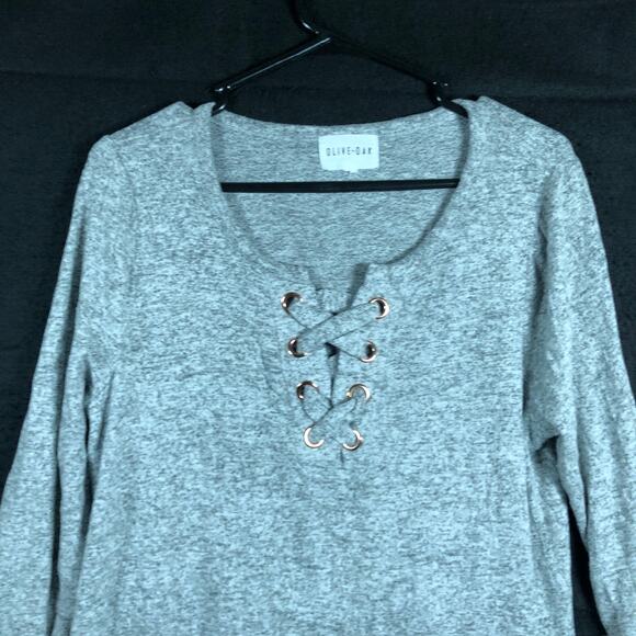 Olive & Oak Womens Sweater Gray Soft V Neck Pullover Long Sleeve XLarge - Picture 2 of 12